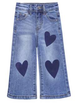 KIDSCOOL SPACE Baby Jeans für kleine Mädchen,Denim Hosen mit weitem Bein und ausgestelltem Saum,Tiefblau,3-4 Jahre von KIDSCOOL SPACE