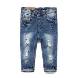 KIDSCOOL SPACE Baby-Mädchen-Jeans, Mädchen-Denimhose mit zerrissenen Löchern, Hellblau, 24M von KIDSCOOL SPACE