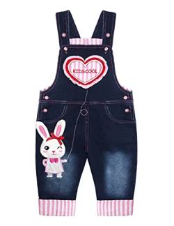 KIDSCOOL SPACE Baby Niedlich Denim Overall, Kleinkind 3D Häschen Dekor gestrickter Jean Hosen,Blau,3-6 Monate von KIDSCOOL SPACE