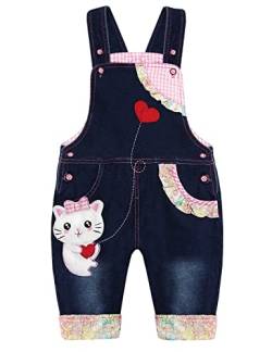 KIDSCOOL SPACE Baby-Overall, niedlicher Kleinkind 3D Cartoon Katze Denim Overall,Blau, 12-18 Monate von KIDSCOOL SPACE