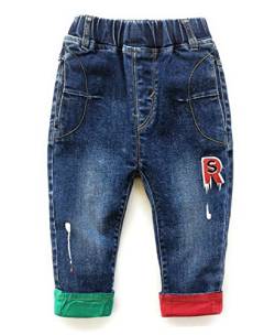 KIDSCOOL SPACE Baby Zerrissene Jeans,Kleinkind Elastische Taille Distressed Jeanshose,Blau,3-4 Jahre von KIDSCOOL SPACE