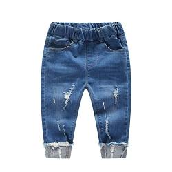 KIDSCOOL SPACE Baby Zerrissene Jeans,Kleinkind Elastische Taille Distressed Jeanshose,Hellblau,18-24 Monate von KIDSCOOL SPACE