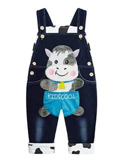 KIDSCOOL SPACE Baby süße Jeans-Overalls, Kleinkind 3D Kuh-Dekor gestrickte Jeanshose,Blau,18-24 Monate von KIDSCOOL SPACE