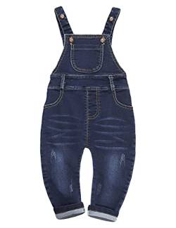 KIDSCOOL SPACE Baby zerrissene Jeans-Overalls,Kleinkind-weiche Denim-Jeanshose,Tiefblau,2-3 Jahre von KIDSCOOL SPACE