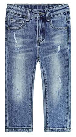 KIDSCOOL SPACE Jeans für kleine Jungen, elastisches Band innen gerade geschnittene, zerrissene Jeanshose, hellblau, 6-7 Jahre von KIDSCOOL SPACE