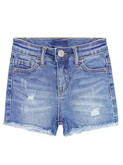 KIDSCOOL SPACE Jeansshorts große Mädchen,Jungen,zerrissener,ausgefranster,ungesäumter Saum,einfaches Design,niedliche Sommer-Denimhose,Blau,11-12 Jahre von KIDSCOOL SPACE