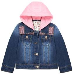 KIDSCOOL SPACE Kleines Mädchen Jeansjacke mit Kapuze, Jeansjacke mit Stickerei, Blau, 13-14 Jahre von KIDSCOOL SPACE