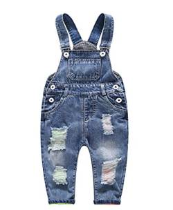 KIDSCOOL SPACE Latzhose mit zerrissenen Löchern für Babys und kleine Jungen/Mädchen,Blau,2-3 Jahre von KIDSCOOL SPACE