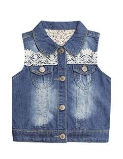 KIDSCOOL SPACE Little Girl Jeansweste,Junior Denim Weste Tops,Blau,11-12 Jahre von KIDSCOOL SPACE