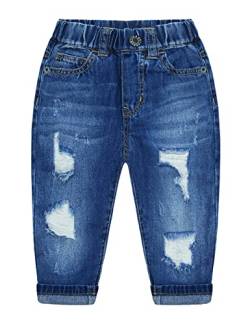 KIDSCOOL SPACE Mädchen Jungen Jeans,Little Kid Gummiband innen zerrissene Jeanshose,Blau,18-24 Monate von KIDSCOOL SPACE