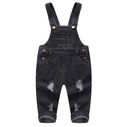 KIDSCOOL SPACE Monos vaqueros rasgados de algodón puro azul/negro para bebés y niños pequeños, negro, 18-24 meses von KIDSCOOL SPACE