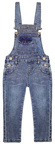 KIDSCOOL SPACE Schmal geschnittene Jeans für kleine Jungen, modische Denim-Overalls mit zerrissenen Latztaschen für Kleinkinder, hellblau, 3–4 Jahre von KIDSCOOL SPACE