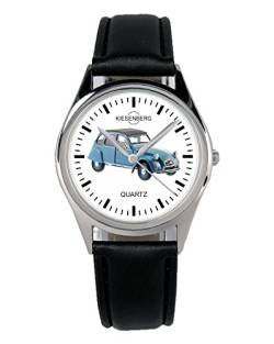 KIESENBERG Armbanduhr 2CV Blau Oldtimer Fahrer Geschenk Artikel Idee Fan Damen Herren Unisex Analog Quartz Lederarmband Uhr 36mm Durchmesser B-1815 von KIESENBERG