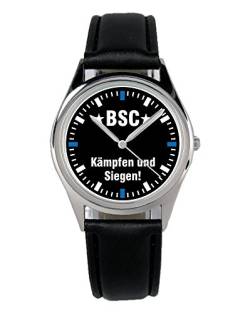 KIESENBERG Armbanduhr BSC Geschenk Artikel Idee Fan Damen Herren Unisex Analog Quartz Lederarmband Uhr 36mm Durchmesser B-2500 von KIESENBERG