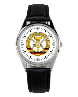 KIESENBERG Armbanduhr DDR Geschenk Artikel Idee Fan Damen Herren Unisex Analog Quartz Lederarmband Uhr 36mm Durchmesser B-1171 von KIESENBERG