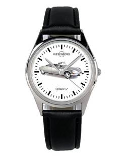 KIESENBERG Armbanduhr DS21 Silber Oldtimer Fahrer Geschenk Artikel Idee Fan Damen Herren Unisex Analog Quartz Lederarmband Uhr 36mm Durchmesser B-1828 von KIESENBERG