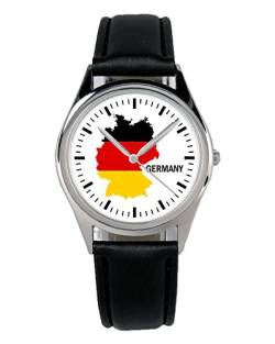 KIESENBERG Armbanduhr Deutschland Geschenk Artikel Idee Fan Damen Herren Unisex Analog Quartz Lederarmband Uhr 36mm Durchmesser B-1114 von KIESENBERG