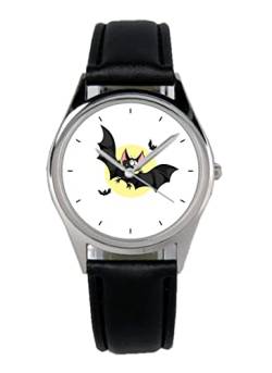 KIESENBERG Armbanduhr Fledermaus Fledermäuse Geschenk Artikel Idee Fan Damen Herren Unisex Analog Quartz Lederarmband Uhr 36mm Durchmesser B-5791 von KIESENBERG