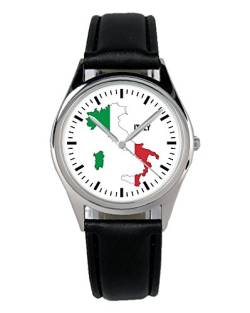 KIESENBERG Armbanduhr Italien Geschenk Artikel Idee Fan Damen Herren Unisex Analog Quartz Lederarmband Uhr 36mm Durchmesser B-1097 von KIESENBERG
