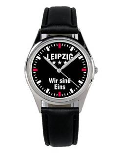 KIESENBERG Armbanduhr Leipzig Geschenk Artikel Idee Fan Damen Herren Unisex Analog Quartz Lederarmband Uhr 36mm Durchmesser B-2388 von KIESENBERG