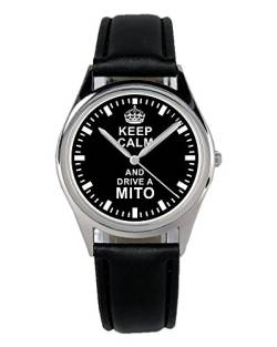 KIESENBERG Armbanduhr Mito Fahrer Geschenk Artikel Idee Fan Damen Herren Unisex Analog Quartz Lederarmband Uhr 36mm Durchmesser B-1648 von KIESENBERG