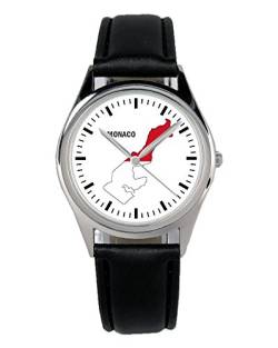 KIESENBERG Armbanduhr Monaco Geschenk Artikel Idee Fan Damen Herren Unisex Analog Quartz Lederarmband Uhr 36mm Durchmesser B-1249 von KIESENBERG