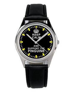 KIESENBERG Armbanduhr Pinguine Geschenk Artikel Idee Fan Damen Herren Unisex Analog Quartz Lederarmband Uhr 36mm Durchmesser B-2073 von KIESENBERG