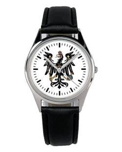 KIESENBERG Armbanduhr Preußen Adler Geschenk Artikel Idee Fan Damen Herren Unisex Analog Quartz Lederarmband Uhr 36mm Durchmesser B-1247 von KIESENBERG