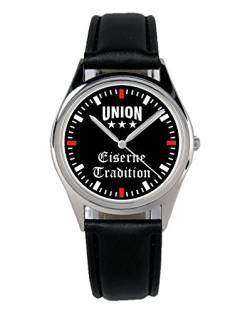 KIESENBERG Armbanduhr Union Geschenk Artikel Idee Fan Damen Herren Unisex Analog Quartz Lederarmband Uhr 36mm Durchmesser B-2351 von KIESENBERG