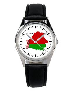KIESENBERG Armbanduhr Weißrussland Belarus Geschenk Artikel Idee Fan Damen Herren Unisex Analog Quartz Lederarmband Uhr 36mm Durchmesser B-1263 von KIESENBERG