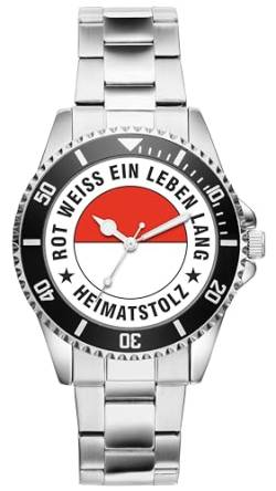 KIESENBERG Damenuhr Rot und Weiss EIN Leben lang Geschenk Artikel Idee Fan Armbanduhr Ø 33 mm Metallarmband Uhr D-20230005 von KIESENBERG