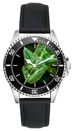 KIESENBERG Herrenuhr Chameleon Leguan Fan Armbanduhr Geschenk Analog Quartz Lederarmband Uhr L-21177 von KIESENBERG