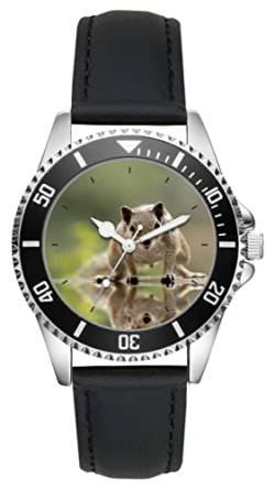 KIESENBERG Herrenuhr Eichhörnchen Nagetier Wald Fan Armbanduhr Geschenk Analog Quartz Lederarmband Uhr L-5773 von KIESENBERG