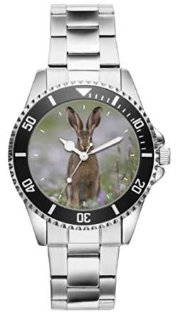 KIESENBERG Herrenuhr Feldhase Hase Natur Fan Armbanduhr Geschenk Analog Quartz Metallband Uhr 5779 von KIESENBERG