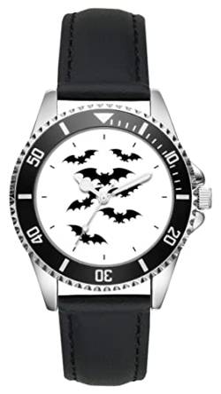 KIESENBERG Herrenuhr Fledermaus Fledermäuse Fan Armbanduhr Geschenk Analog Quartz Lederarmband Uhr L-5777 von KIESENBERG