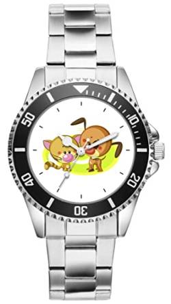 KIESENBERG Herrenuhr Hund Katze Dog Cat Fan Armbanduhr Geschenk Analog Quartz Metallband Uhr 5798 von KIESENBERG