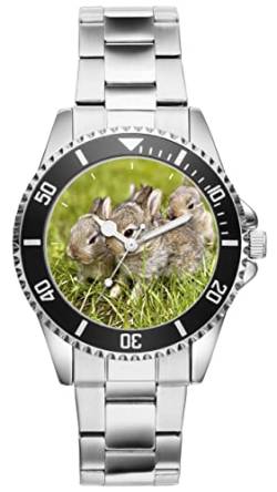 KIESENBERG Herrenuhr Kaninchen Hase Natur Fan Armbanduhr Geschenk Analog Quartz Metallband Uhr 5764 von KIESENBERG