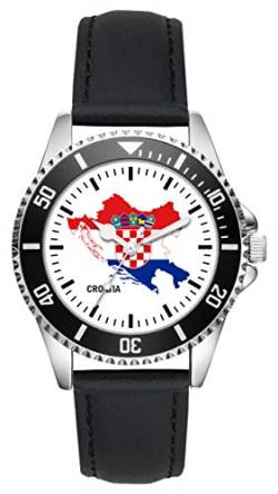 KIESENBERG Herrenuhr Kroatien Fan Armbanduhr Geschenk Analog Quartz Lederarmband Uhr L-1098 von KIESENBERG