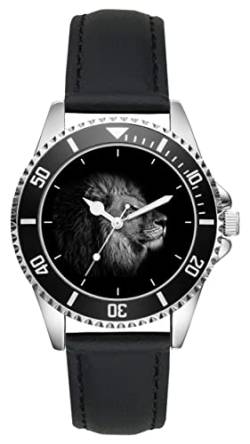 KIESENBERG Herrenuhr Löwe Lion Wüstenkönig Raubtier Fan Armbanduhr Geschenk Analog Quartz Lederarmband Uhr L-5763 von KIESENBERG