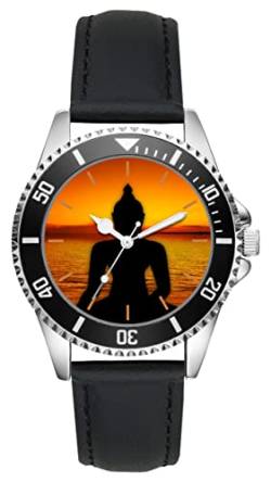 KIESENBERG Herrenuhr Yoga Fan Armbanduhr Geschenk Analog Quartz Lederarmband Uhr L-21186 von KIESENBERG