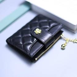 KIFRAL Einzigartig Echtes Leder-Portemonnaie für Damen, modischer Kleiner, ultradünner Münzhalter aus Schafsleder, Neue, einfache, Kurze, Karierte Geldbörse von KIFRAL
