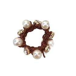 Elegantes Perlen-Haar-Seil-Armband mit doppeltem Verwendungszweck, Haarring, Kugelkopf, Pferdeschwanz, Gummiband, weibliches Ornament-Zubehör (Color : B, Size : 1SIZE) von KIKBAX