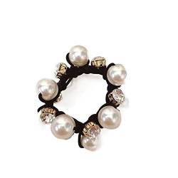 Elegantes Perlen-Haar-Seil-Armband mit doppeltem Verwendungszweck, Haarring, Kugelkopf, Pferdeschwanz, Gummiband, weibliches Ornament-Zubehör (Color : C, Size : 1SIZE) von KIKBAX