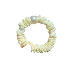 Frauen Big Crystal Pearl elastisches Gummiband for Mädchen Haarschmuck Haargummis (Color : Beige, Size : 1SIZE) von KIKBAX