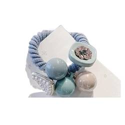 Frauen Big Crystal Pearl elastisches Gummiband for Mädchen Haarschmuck Haargummis (Color : Sky Blue, Size : 1SIZE) von KIKBAX
