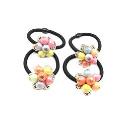 Frauen Haarschmuck Blumen Perlen Stirnbänder Pferdeschwanzhalter Mädchen Haargummis Vintage elastische Haarbänder Gummiseil Kopfschmuck (Color : P6-random color, Size : 1SIZE) von KIKBAX