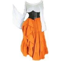 KIKI A-Linien-Kleid Damen-Retro-Mittelalter Kleid mit Glockenärmeln, Gothic-Maxikleid von KIKI