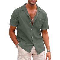 KIKI Blusentop Hawaii Hemd Männer Hemd Herren Kurzarm Sommer Leinenhemd von KIKI