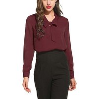 KIKI Chiffonbluse Damen Büro Blusen Elegant Schluppenshirt Business T-Shirt mit Schleife von KIKI