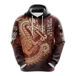 KIKON Pullover Herren Monst-er Hunt-er, Druck Hooded Sweat mit Loser Passform, Straßenmode Kapuzenpulli für Herbst Frühling-Multicolor||XXL von KIKON